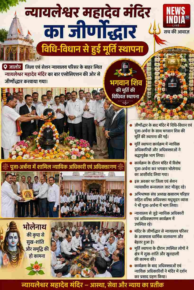जालोर न्यायालय परिसर में न्यायलेश्वर महादेव मंदिर का जीर्णोद्धार